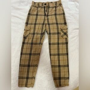 Plaid Tan Cargo Pants